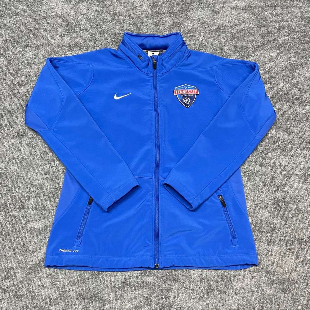 Tennessee Soccer Club Jacket Womens Large Blue Nike Full Zip‎ Hooded Therma ECNL